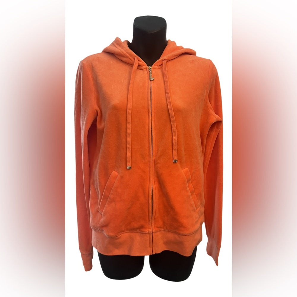 Juicy Couture Zip-Up Hoodie – Size L – Coral Orange